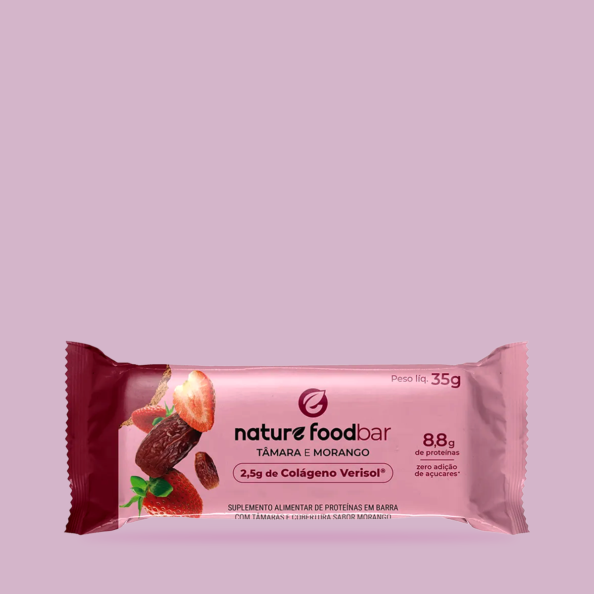 Barra de Tâmara & Morango com Colágeno FoodBar 35g - Nature Food
