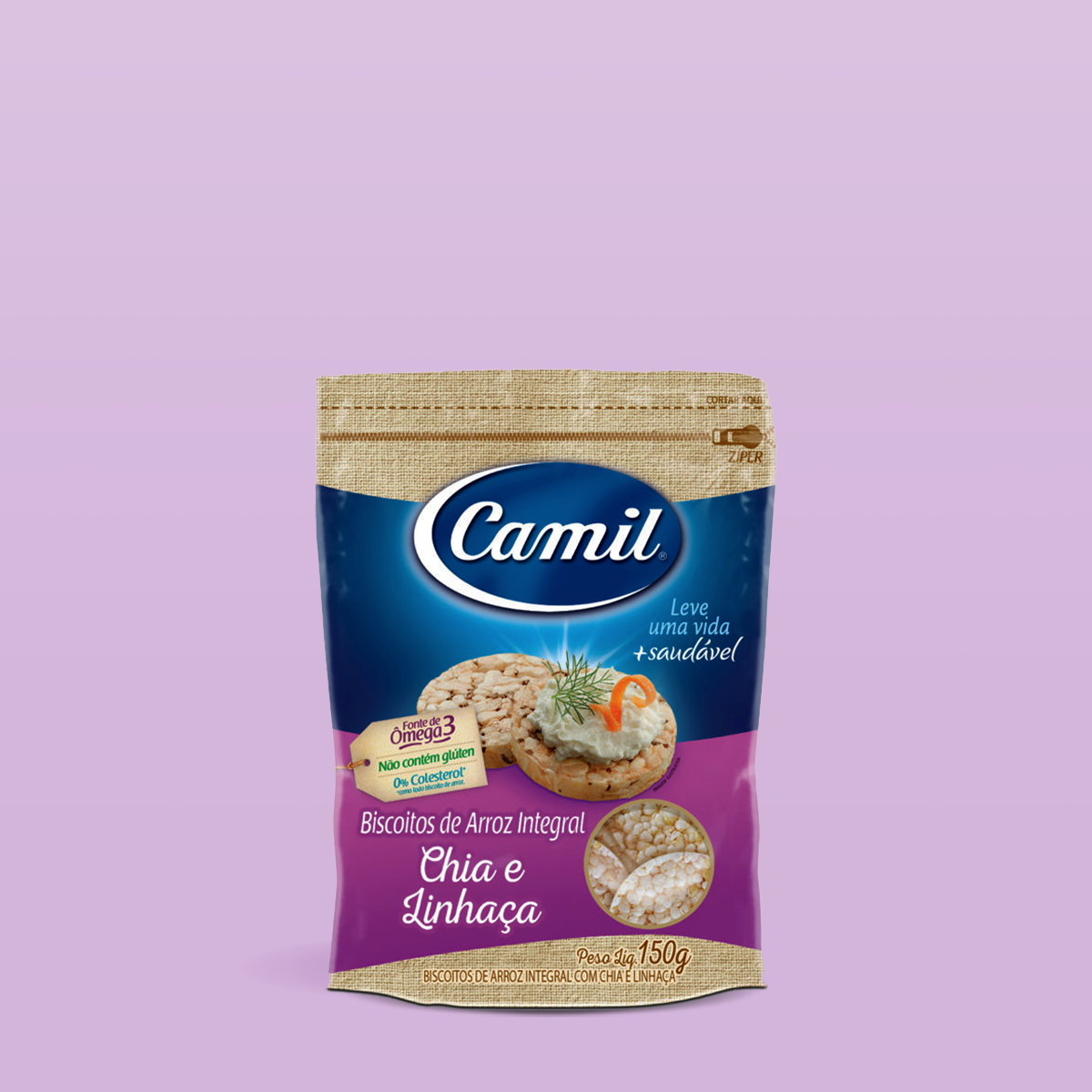 Biscoito de Arroz Integral com Chia & Linhaça 150g - Camil