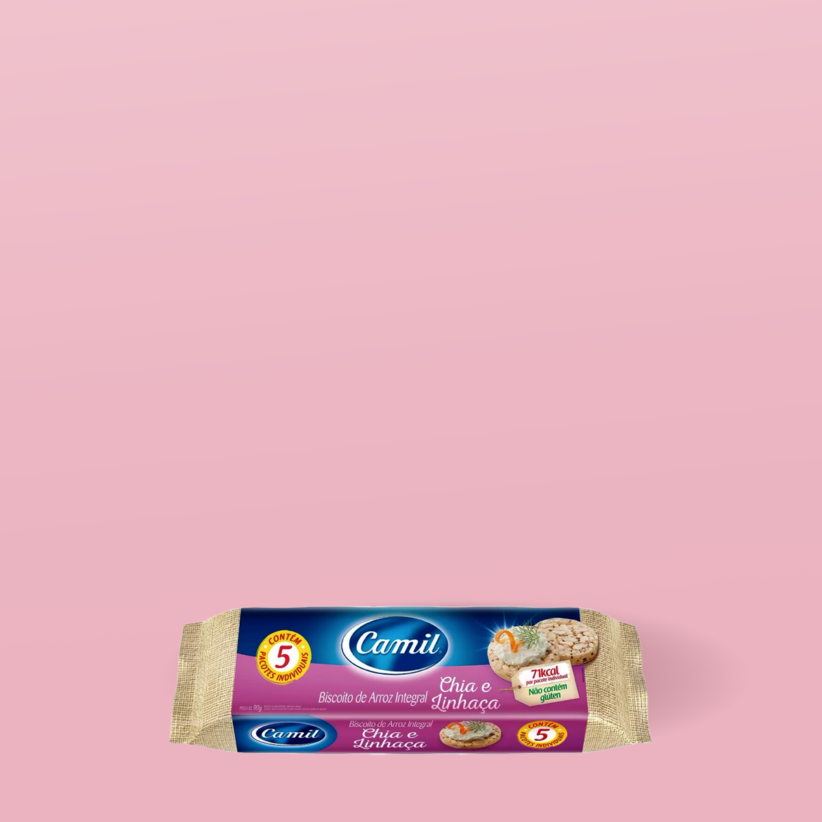 Biscoito de Arroz Integral com Chia e Linhaça 90g - Camil