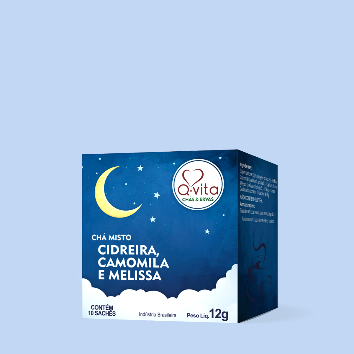 Chá de Cidreira, Camomila & Melissa em Sachês 12g - Q-vita