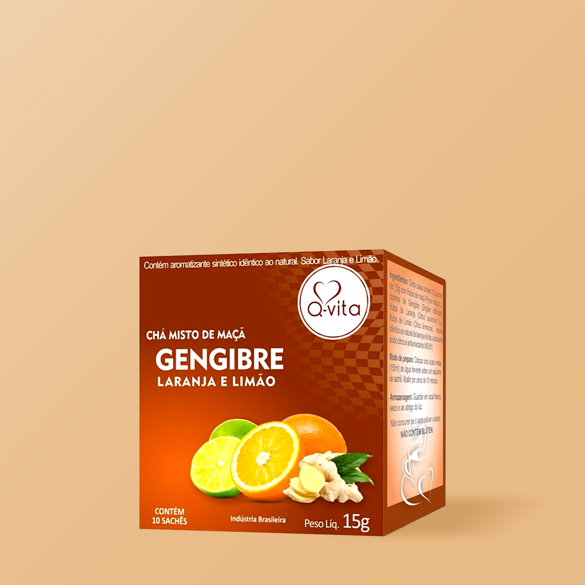 Chá de Gengibre, Laranja & Limão em Sachês 10g - Q-vita