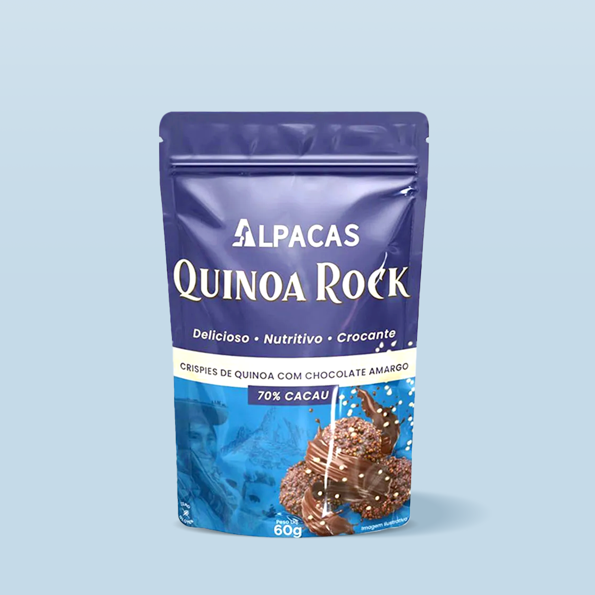Crispies de Quinoa Rock Chocolate 70% 60g - Alpacas