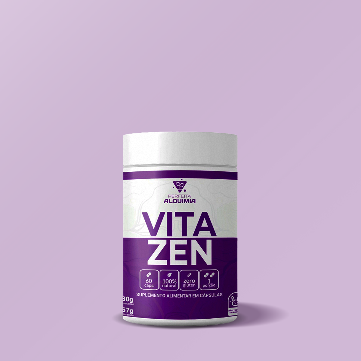 Vita Zen Anti Stress 100% Natural com Triptofano 60 cáps. 500mg - Perfeita Alquimia