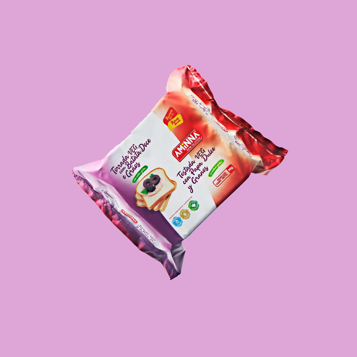 Torrada Vegana de Batata Doce & Grãos 90g - Aminna