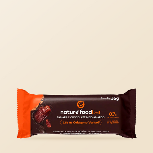 Barra de Tamara & Chocolate Meio Amargo com Colágeno 35g - Nature Foodbar