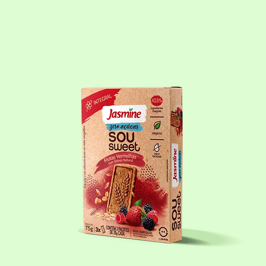 Biscoito Vegano de Frutas Vermelhas Zero Açúcar Sou Sweet 75g - Jasmine