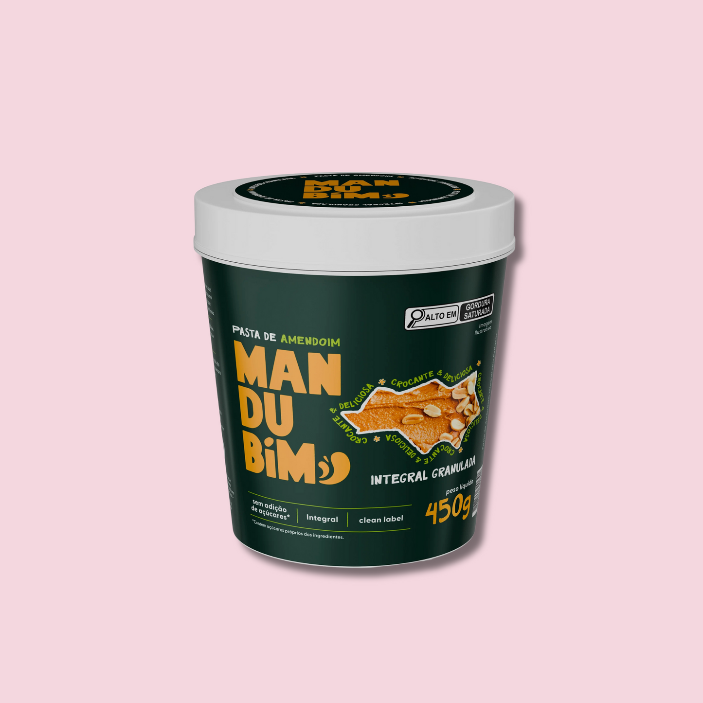 Pasta de Amendoim Integral com Pedaços 450g - Mandubim
