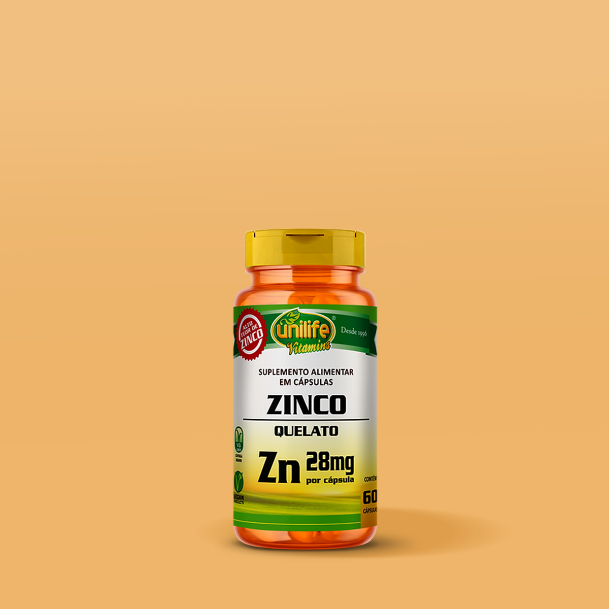 Zinco Quelato em cápsulas 28mg Unilife